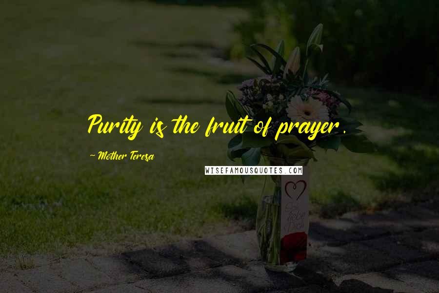 Mother Teresa Quotes: Purity is the fruit of prayer.