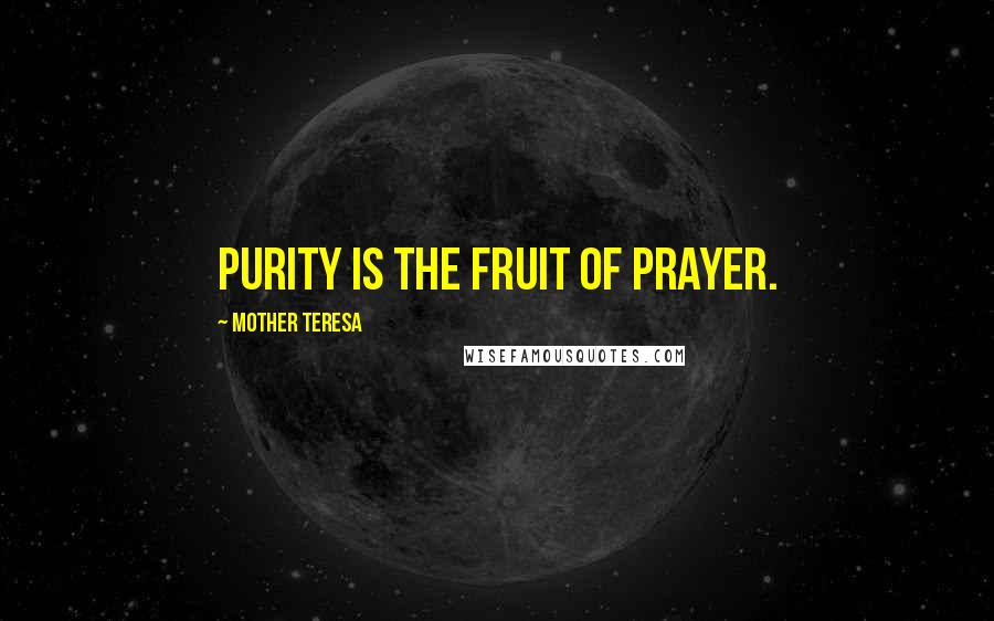 Mother Teresa Quotes: Purity is the fruit of prayer.