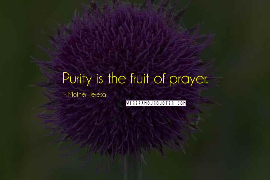 Mother Teresa Quotes: Purity is the fruit of prayer.