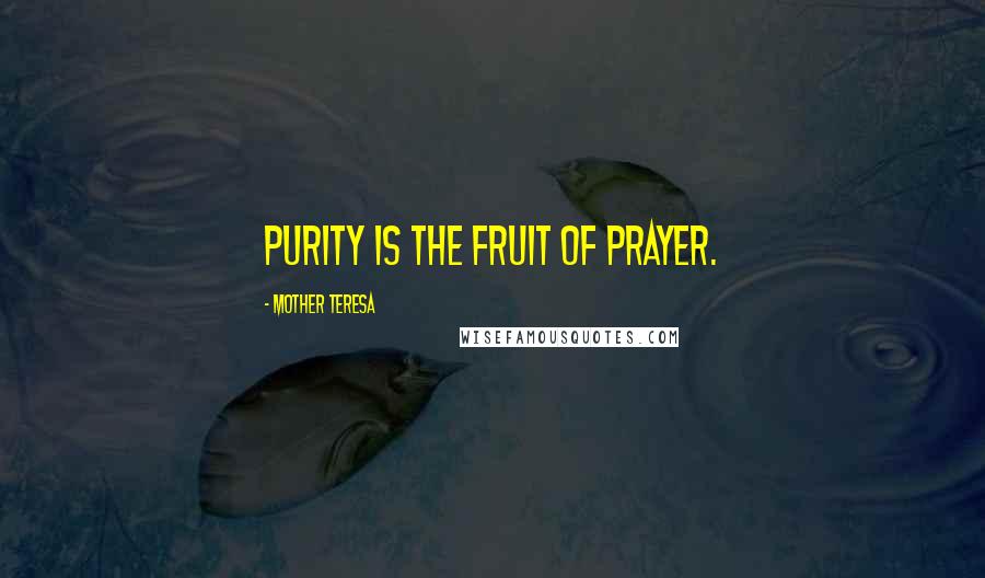 Mother Teresa Quotes: Purity is the fruit of prayer.