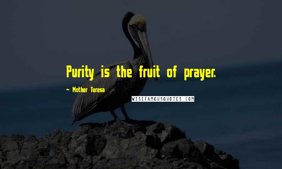 Mother Teresa Quotes: Purity is the fruit of prayer.