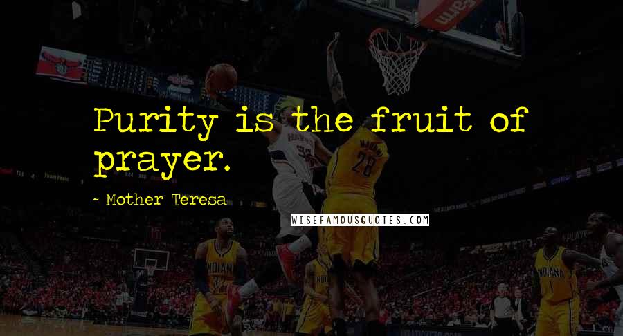 Mother Teresa Quotes: Purity is the fruit of prayer.