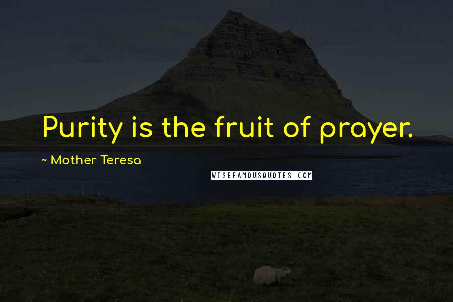 Mother Teresa Quotes: Purity is the fruit of prayer.