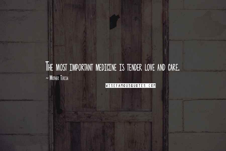 Mother Teresa Quotes: The most important medicine is tender love and care.