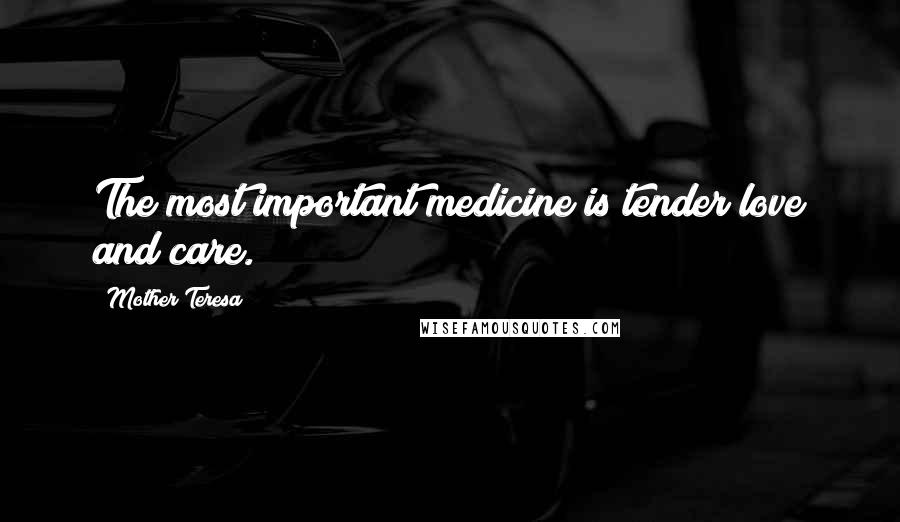 Mother Teresa Quotes: The most important medicine is tender love and care.