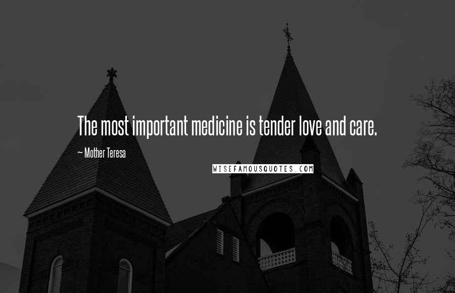 Mother Teresa Quotes: The most important medicine is tender love and care.