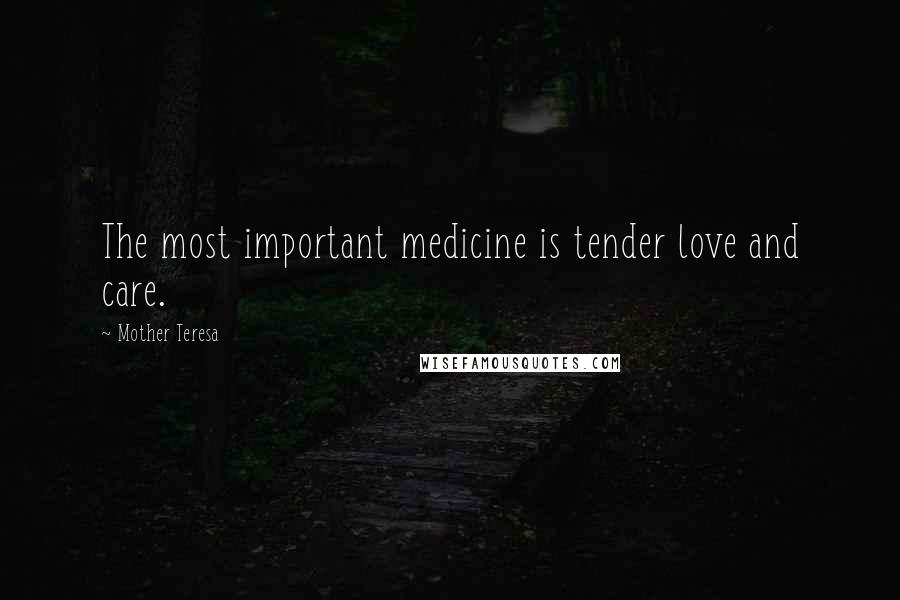 Mother Teresa Quotes: The most important medicine is tender love and care.