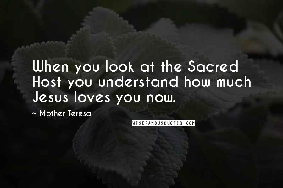 Mother Teresa Quotes: When you look at the Sacred Host you understand how much Jesus loves you now.