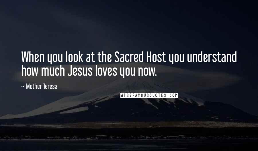 Mother Teresa Quotes: When you look at the Sacred Host you understand how much Jesus loves you now.