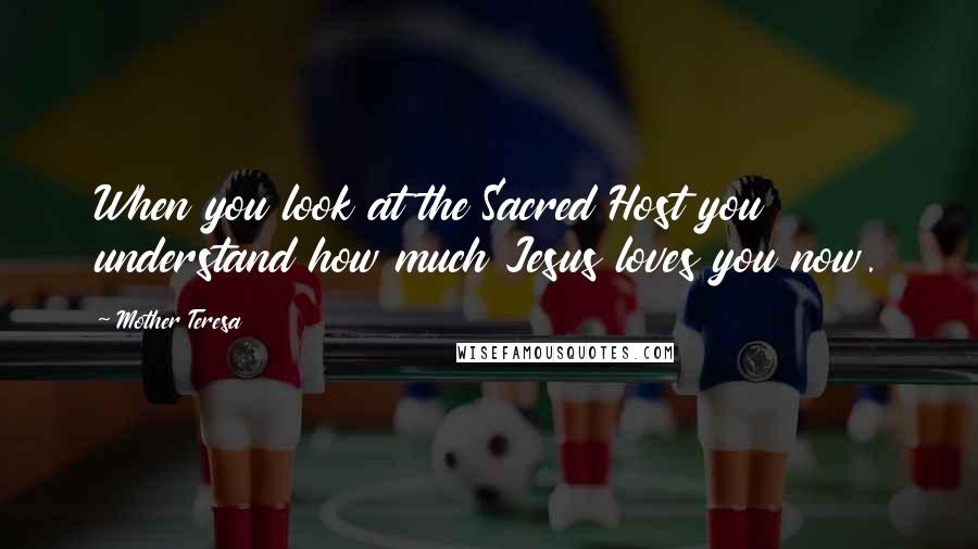 Mother Teresa Quotes: When you look at the Sacred Host you understand how much Jesus loves you now.