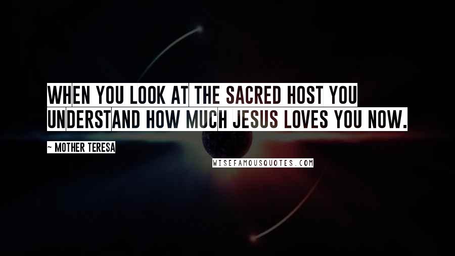 Mother Teresa Quotes: When you look at the Sacred Host you understand how much Jesus loves you now.