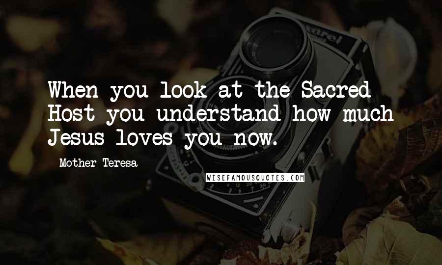 Mother Teresa Quotes: When you look at the Sacred Host you understand how much Jesus loves you now.