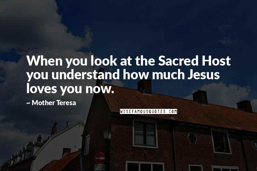 Mother Teresa Quotes: When you look at the Sacred Host you understand how much Jesus loves you now.