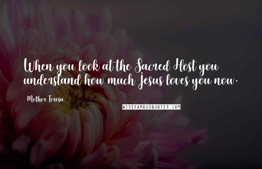 Mother Teresa Quotes: When you look at the Sacred Host you understand how much Jesus loves you now.