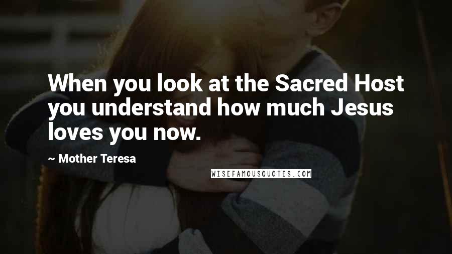 Mother Teresa Quotes: When you look at the Sacred Host you understand how much Jesus loves you now.