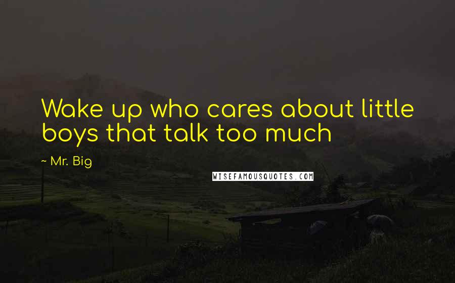 Mr. Big Quotes: Wake up who cares about little boys that talk too much