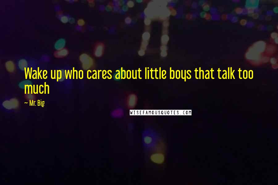 Mr. Big Quotes: Wake up who cares about little boys that talk too much