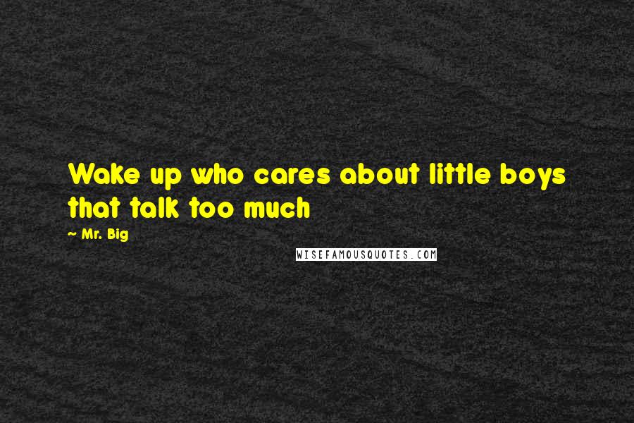 Mr. Big Quotes: Wake up who cares about little boys that talk too much
