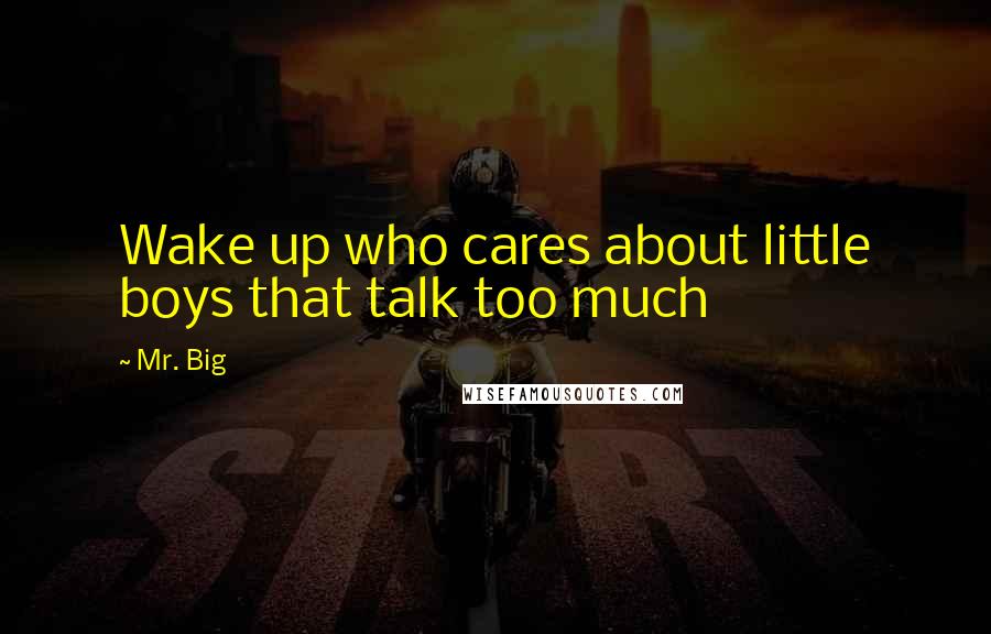 Mr. Big Quotes: Wake up who cares about little boys that talk too much