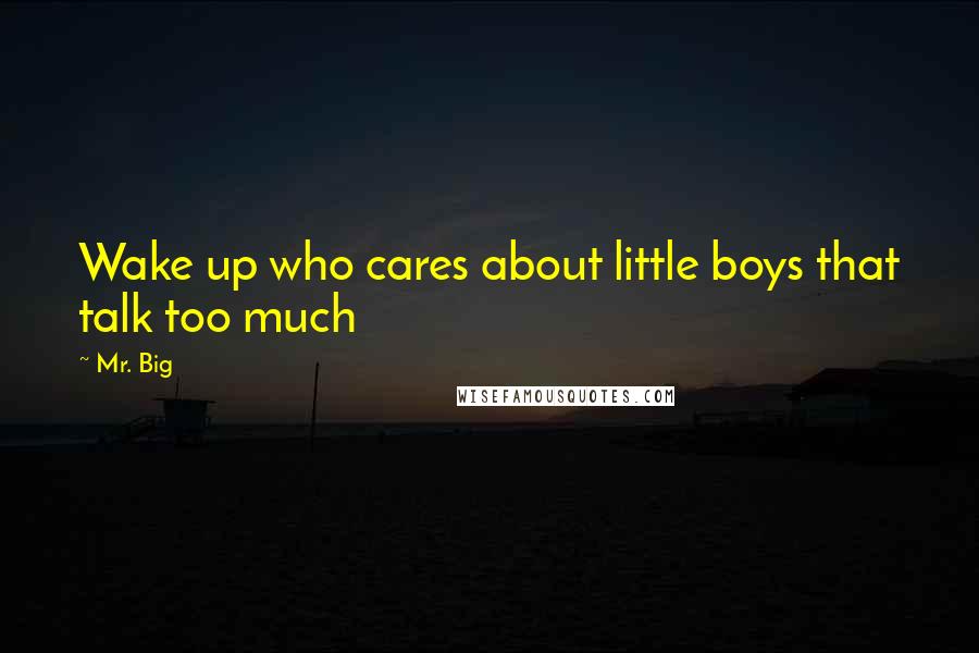 Mr. Big Quotes: Wake up who cares about little boys that talk too much