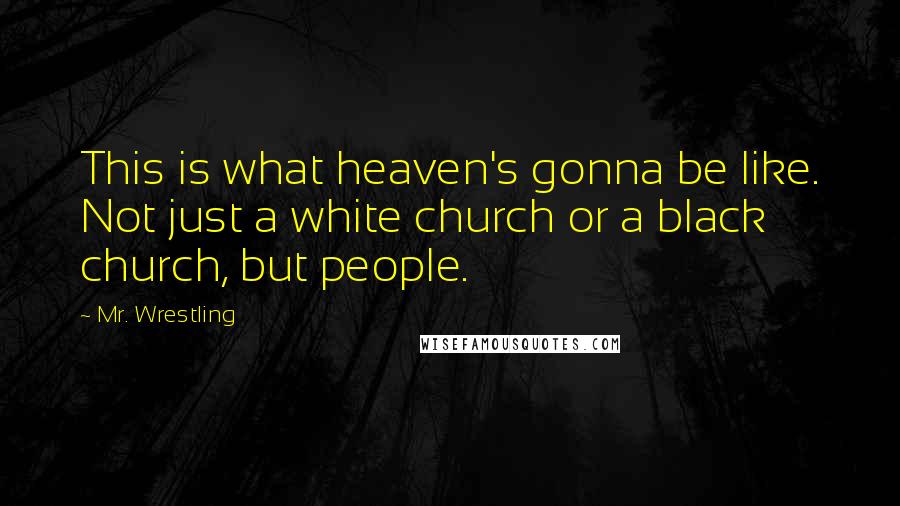 Mr. Wrestling Quotes: This is what heaven's gonna be like. Not just a white church or a black church, but people.