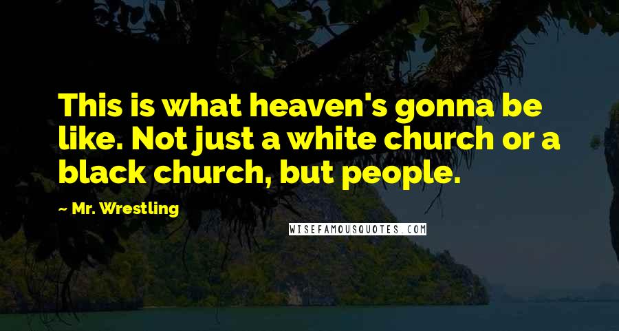 Mr. Wrestling Quotes: This is what heaven's gonna be like. Not just a white church or a black church, but people.