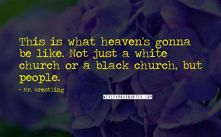 Mr. Wrestling Quotes: This is what heaven's gonna be like. Not just a white church or a black church, but people.