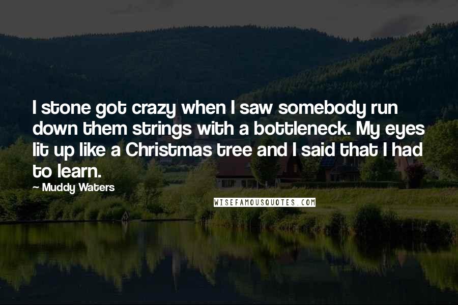 Muddy Waters Quotes: I stone got crazy when I saw somebody run down them strings with a bottleneck. My eyes lit up like a Christmas tree and I said that I had to learn.