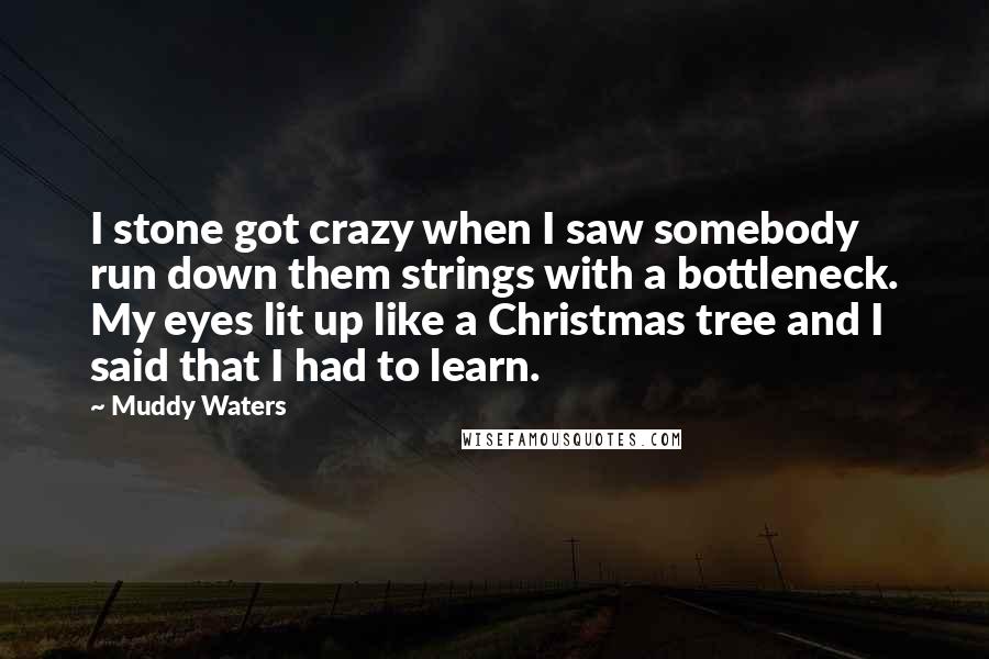 Muddy Waters Quotes: I stone got crazy when I saw somebody run down them strings with a bottleneck. My eyes lit up like a Christmas tree and I said that I had to learn.