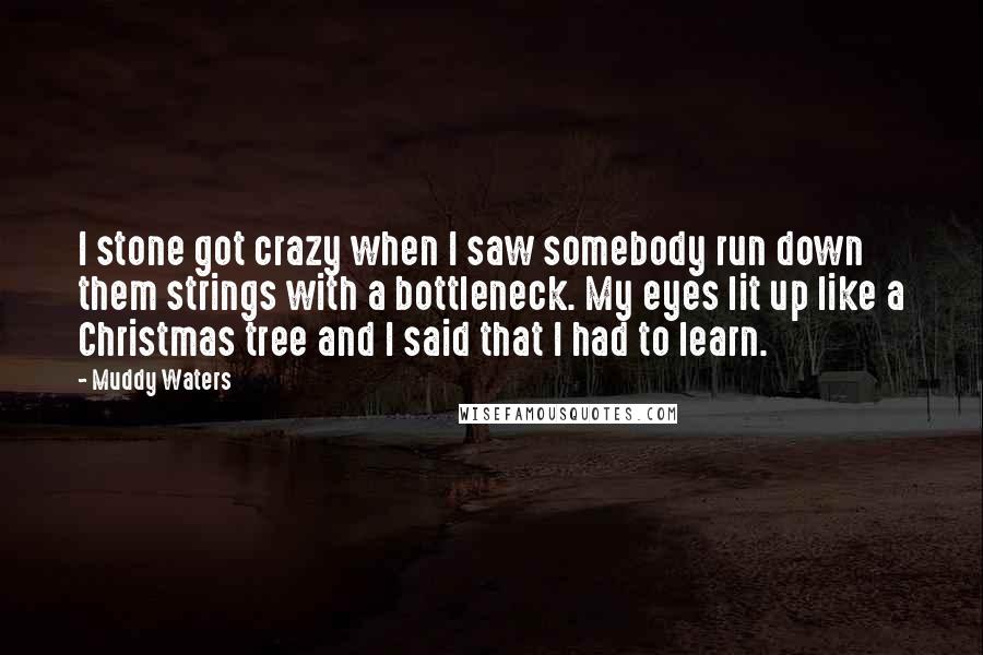 Muddy Waters Quotes: I stone got crazy when I saw somebody run down them strings with a bottleneck. My eyes lit up like a Christmas tree and I said that I had to learn.