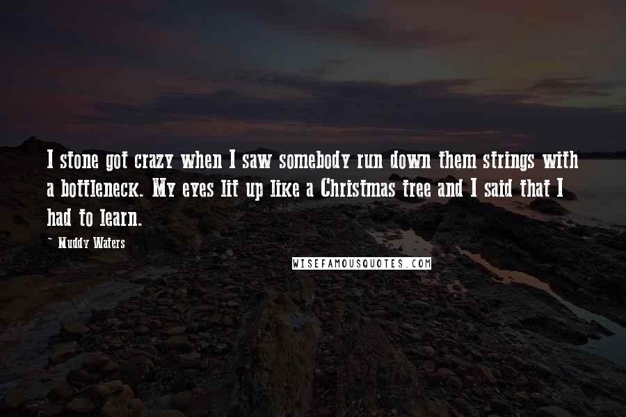 Muddy Waters Quotes: I stone got crazy when I saw somebody run down them strings with a bottleneck. My eyes lit up like a Christmas tree and I said that I had to learn.