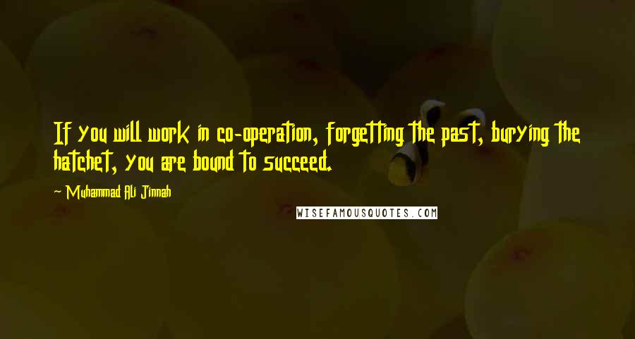 Muhammad Ali Jinnah Quotes: If you will work in co-operation, forgetting the past, burying the hatchet, you are bound to succeed.