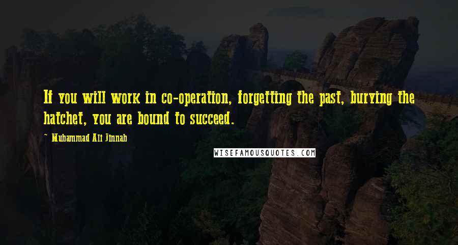 Muhammad Ali Jinnah Quotes: If you will work in co-operation, forgetting the past, burying the hatchet, you are bound to succeed.