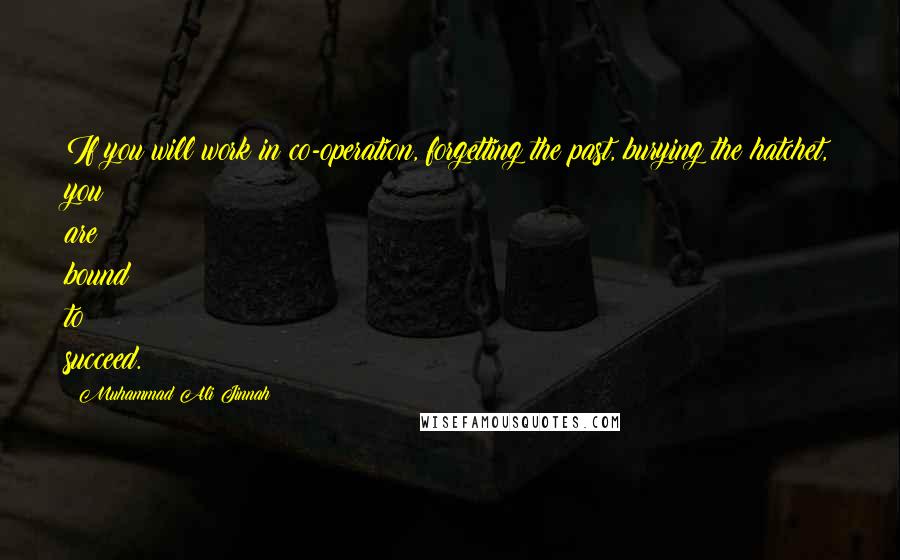 Muhammad Ali Jinnah Quotes: If you will work in co-operation, forgetting the past, burying the hatchet, you are bound to succeed.