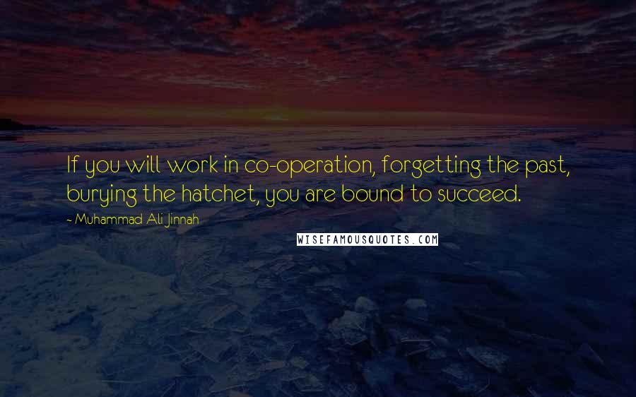 Muhammad Ali Jinnah Quotes: If you will work in co-operation, forgetting the past, burying the hatchet, you are bound to succeed.