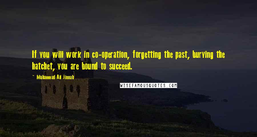 Muhammad Ali Jinnah Quotes: If you will work in co-operation, forgetting the past, burying the hatchet, you are bound to succeed.