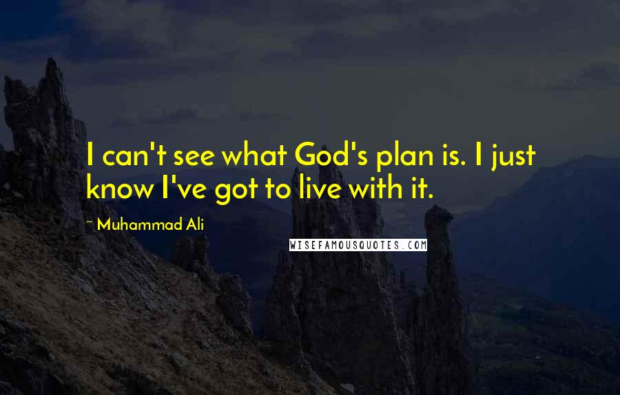 Muhammad Ali Quotes: I can't see what God's plan is. I just know I've got to live with it.