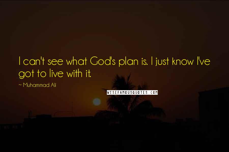 Muhammad Ali Quotes: I can't see what God's plan is. I just know I've got to live with it.