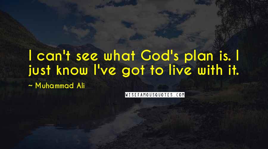 Muhammad Ali Quotes: I can't see what God's plan is. I just know I've got to live with it.