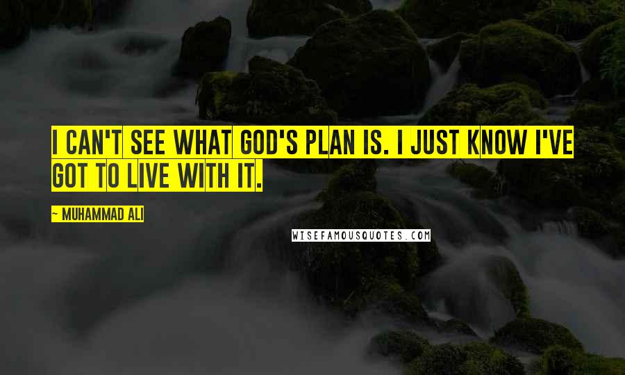 Muhammad Ali Quotes: I can't see what God's plan is. I just know I've got to live with it.