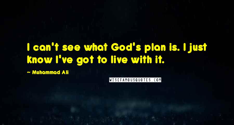 Muhammad Ali Quotes: I can't see what God's plan is. I just know I've got to live with it.