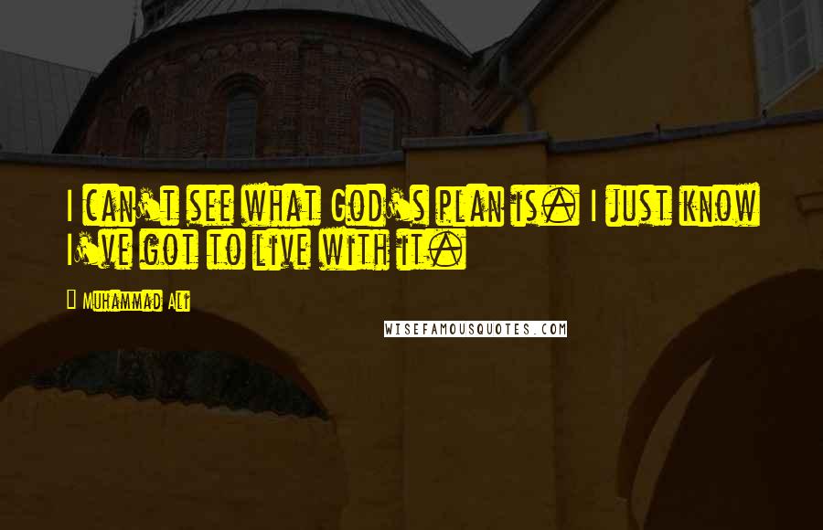 Muhammad Ali Quotes: I can't see what God's plan is. I just know I've got to live with it.