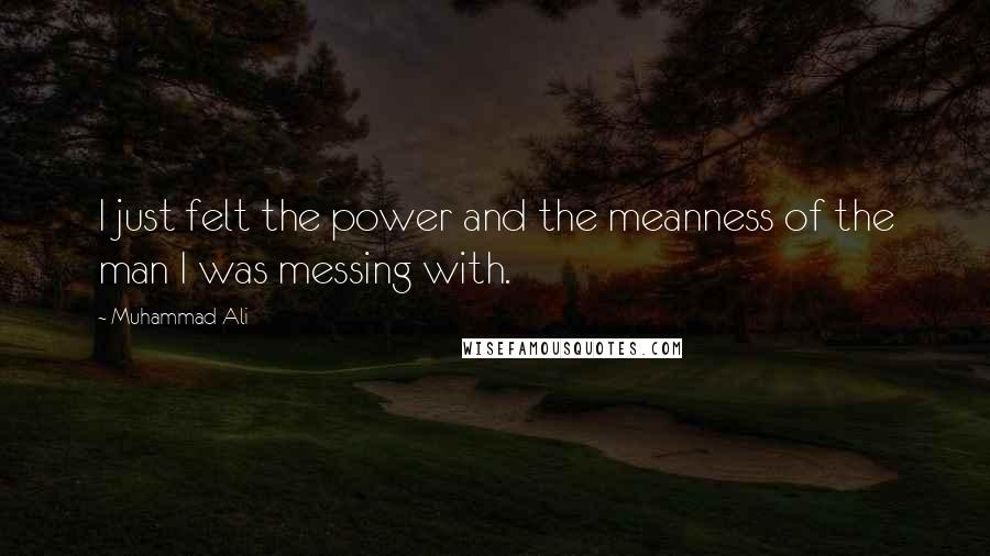 Muhammad Ali Quotes: I just felt the power and the meanness of the man I was messing with.