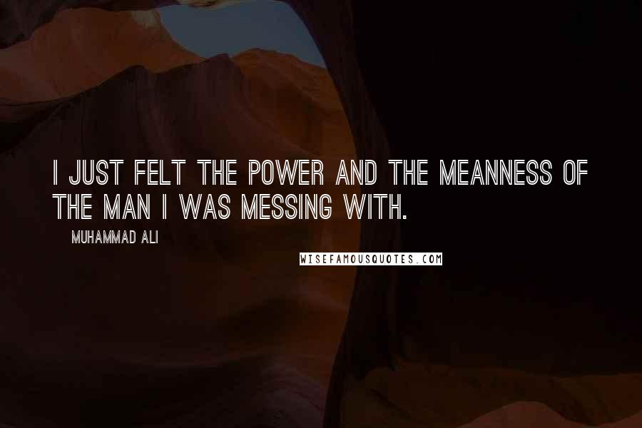 Muhammad Ali Quotes: I just felt the power and the meanness of the man I was messing with.