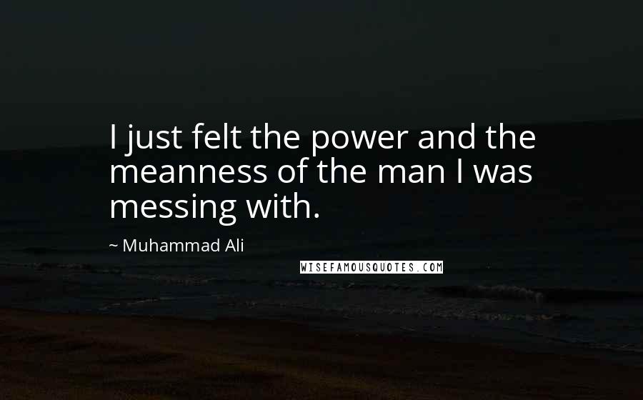 Muhammad Ali Quotes: I just felt the power and the meanness of the man I was messing with.