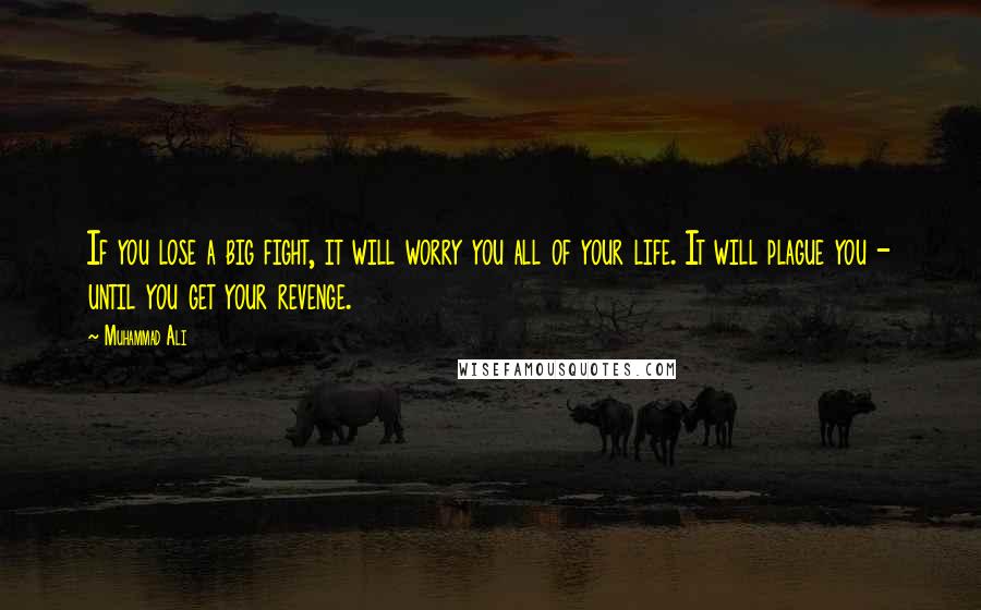 Muhammad Ali Quotes: If you lose a big fight, it will worry you all of your life. It will plague you - until you get your revenge.