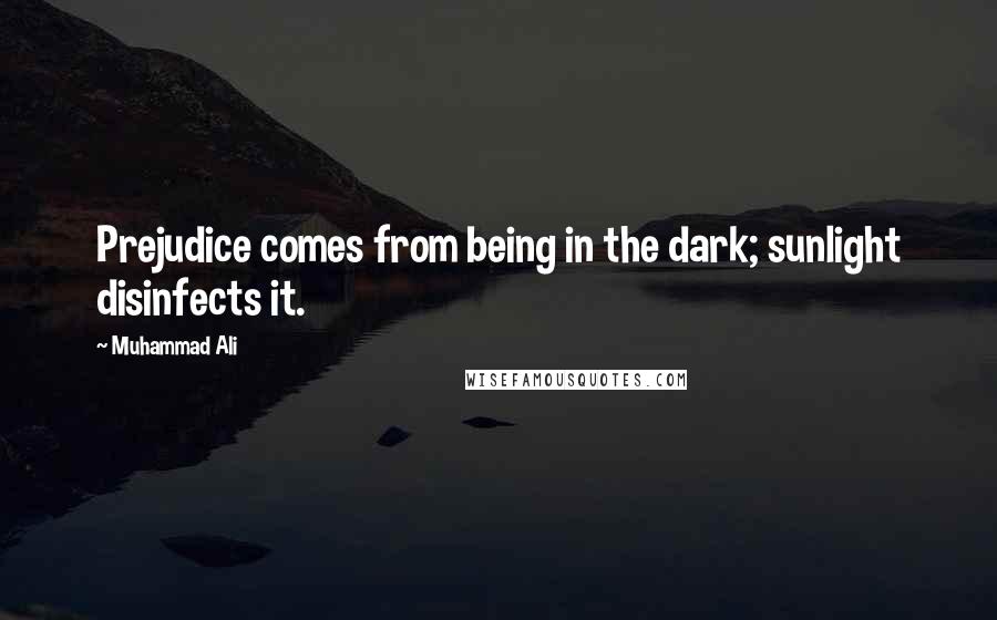 Muhammad Ali Quotes: Prejudice comes from being in the dark; sunlight disinfects it.