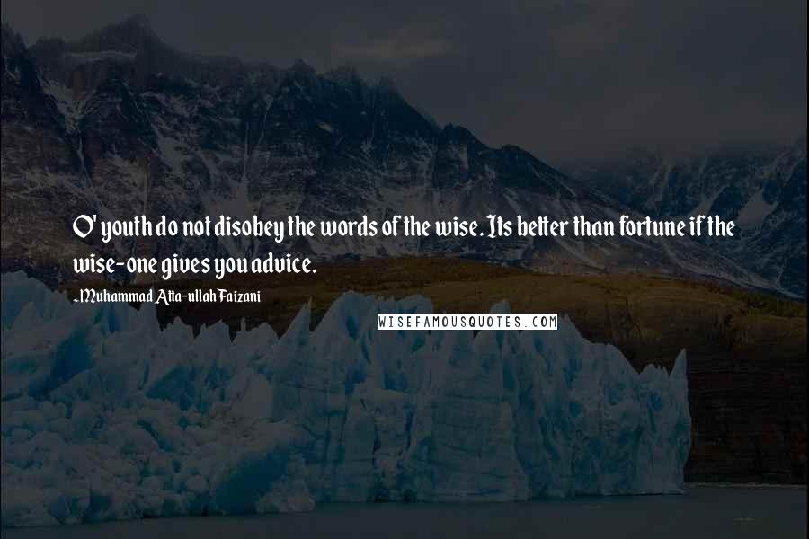 Muhammad Atta-ullah Faizani Quotes: O' youth do not disobey the words of the wise. Its better than fortune if the wise-one gives you advice.