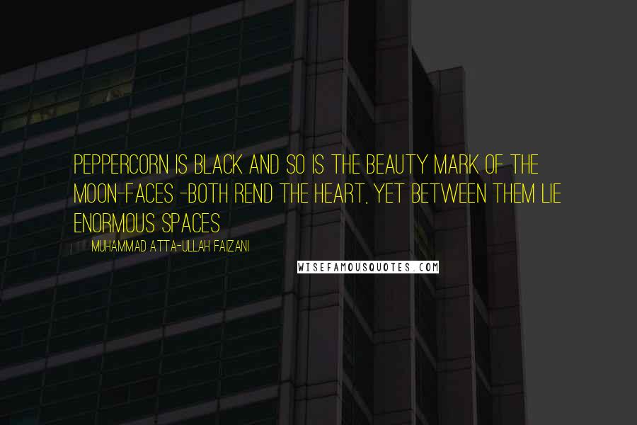 Muhammad Atta-ullah Faizani Quotes: Peppercorn is black and so is the beauty mark of the moon-faces -both rend the heart, yet between them lie enormous spaces