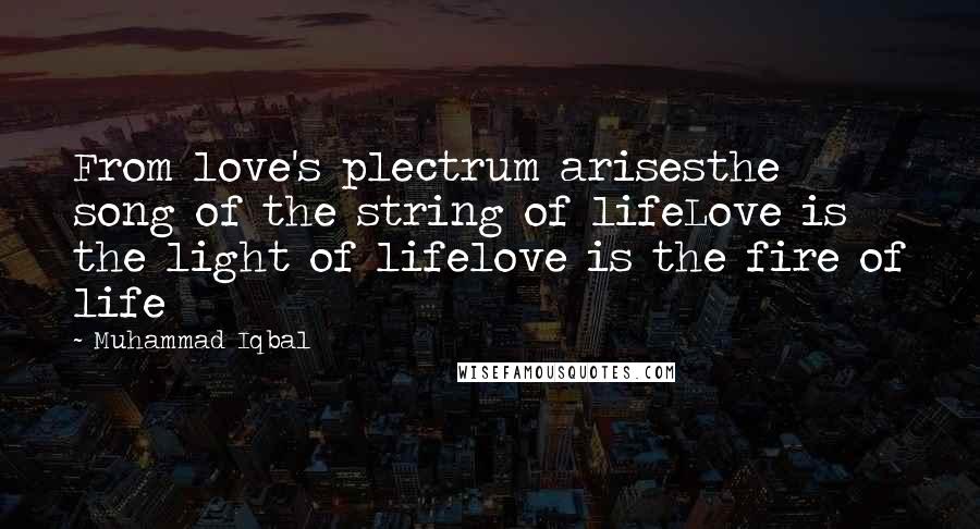 Muhammad Iqbal Quotes: From love's plectrum arisesthe song of the string of lifeLove is the light of lifelove is the fire of life